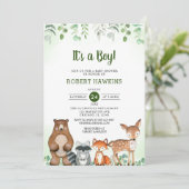 少年森林動物の赤ちゃんシャワー 招待状 (スタンド正面)
