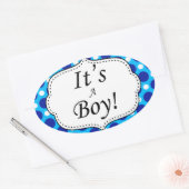 少年水玉模様の節目 楕円形シール (封筒)