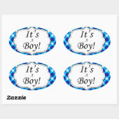 少年水玉模様の節目 楕円形シール (シート)