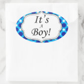 少年水玉模様の節目 楕円形シール (バッグ)