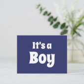 少年水色の白かわいいベビー発表 ポストカード (スタンド正面)