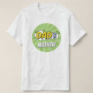 少年漫画ブックスーパーヒーローベビーシャワーパパ Tシャツ