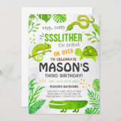 少年爬虫類動物誕生日 招待状 (正面/裏面)