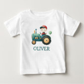 少年用かわいい緑のトラクター オーダーメイド ベビーTシャツ (正面)