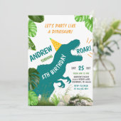 少年用の個人恐竜TRex誕生日 招待状 (スタンド正面)