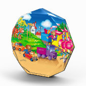 少年用の汽車と車 フォトブロック (右)