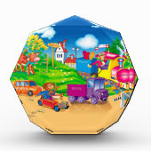 少年用の汽車と車 フォトブロック (正面)