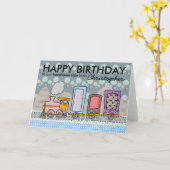 少年用の蒸気列車の誕生日グリーティングカード カード (黄色い花)