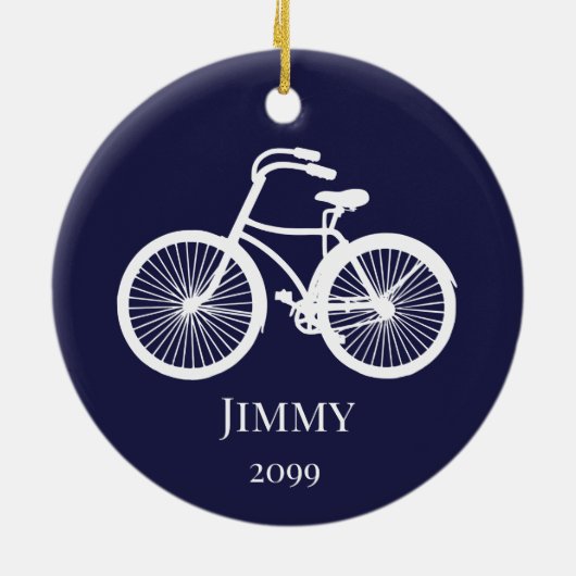 少年用または男性用自転車のクリスマス装飾品 セラミックオーナメント (裏面)