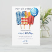 少年用アイスポップ ８歳の誕生日サマーパーティー 招待状 (スタンド正面)