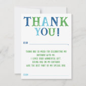 少年用カスタムストライプ 誕生日お礼カードを埋め込む ノートカード (正面)