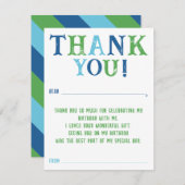 少年用カスタムストライプ 誕生日お礼カードを埋め込む ノートカード (正面/裏面)