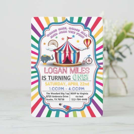 少年用サーカスパーティの招待状 招待状 (スタンド正面)