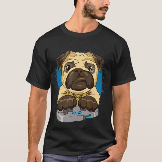 少年用パグTシャツ おもしろパグ ゲーム Tシャツ (正面)