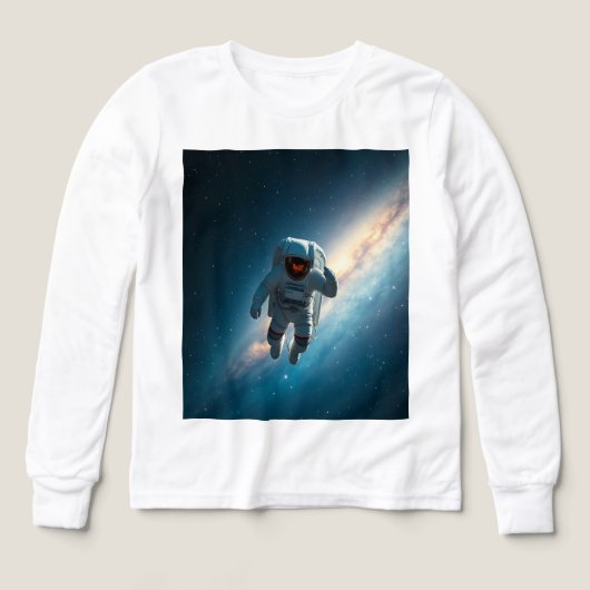 少年用ロンスリーブ天文学宇宙柄Tシャツ (デザイン正面)