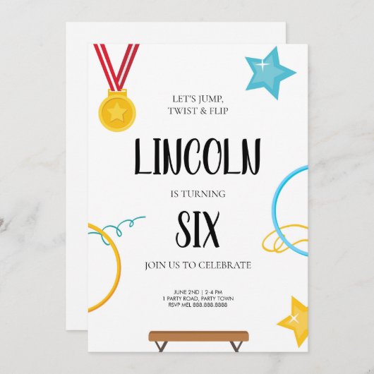 少年用体操誕生日招待状 招待状 (正面/裏面)