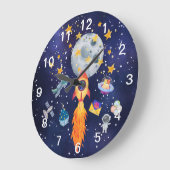 少年用打ち上げロケット壁掛け時計 ラージ壁時計 (傾斜)