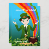 少年祝の聖パトリックの日の誕生日 招待状 (正面/裏面)