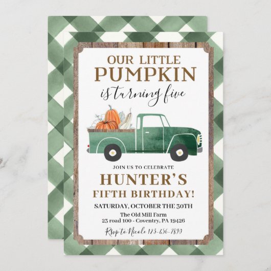 少年秋誕生日招待状任意の年齢 招待状 (正面/裏面)