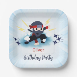 少年空手忍者戦士の誕生日紙皿 ペーパープレート
