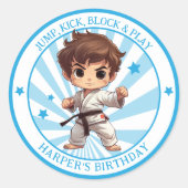 少年空手武術芸術誕生会 ラウンドシール (正面)