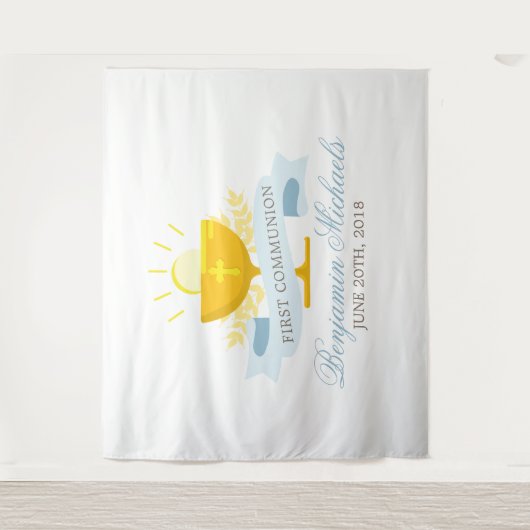 少年第一聖餐式パーソナライズされた タペストリー (正面)