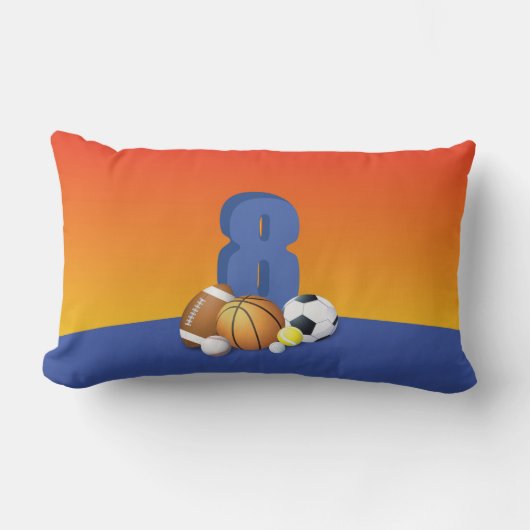 少年第8誕生日スポーツボール ランバークッション (正面)