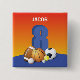 少年第8誕生日スポーツボール 缶バッジ