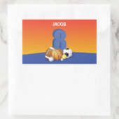 少年第8誕生日スポーツボール 長方形シール (バッグ)