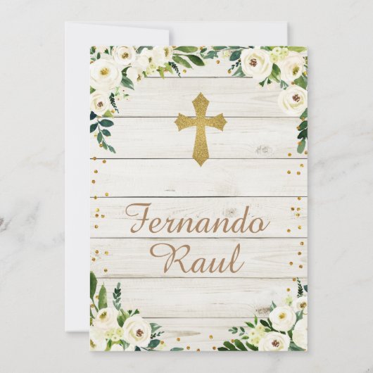 少年素朴金ゴールド洗礼第1誕生日メキシコ  招待状 (裏面)