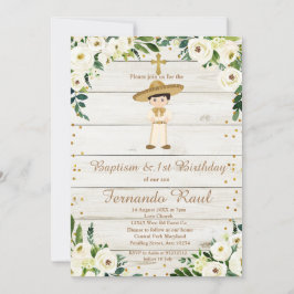 少年素朴金ゴールド洗礼第1誕生日メキシコ 招待状