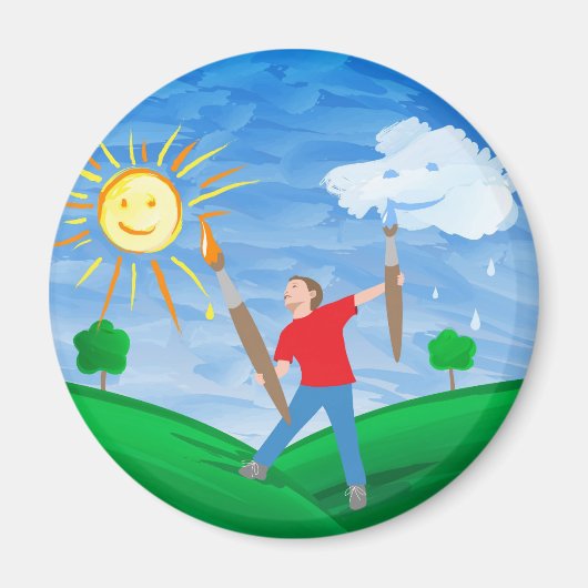 少年絵画の空 マグネット (正面)