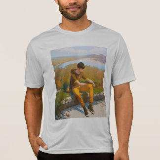 少年考えの野外景勝地 Tシャツ
