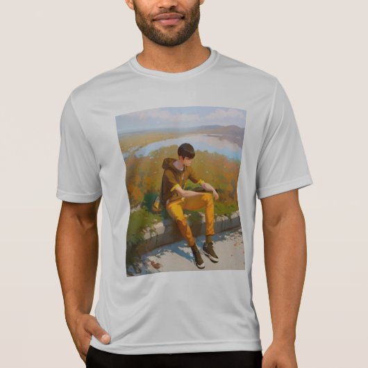 少年考えの野外景勝地 Tシャツ (正面)
