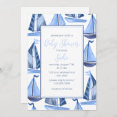 少年航海ののための帆船ベビーシャワー招待状 招待状 (正面/裏面)