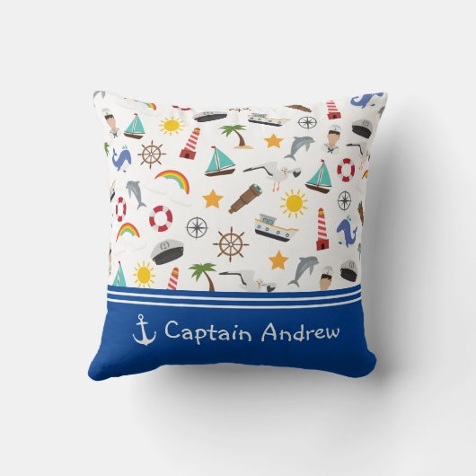 少年船長の船乗りスタイルのぬいぐるみ クッション (裏面)