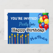 少年誕生日パーティーの招待 ポストカード (正面/裏面)