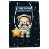 少年誕生日抱き枕と宇宙エクスプローラーベア ミディアムペーパーバッグ (正面)