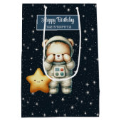 少年誕生日抱き枕と宇宙エクスプローラーベア ミディアムペーパーバッグ (裏面)