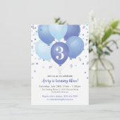 少年誕生日招待状と青いバルーン 招待状 (スタンド正面)