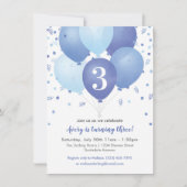 少年誕生日招待状と青いバルーン 招待状 (正面)