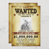 少年誕生日指名手配ポスターカウボーイ招待状 招待状 (正面/裏面)