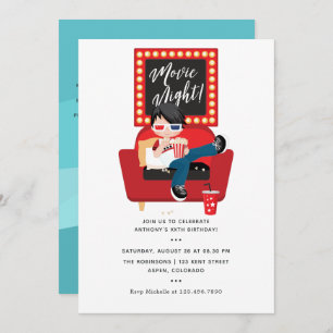 少年誕生日映画ナイトスリープバーパーティー 招待状