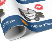 少年警察官と車の誕生日パーティー ラッピングペーパー (ロールコーナー)