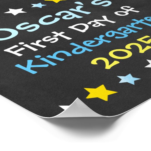 少年警察官の入学初日の黒板 ポスター (角)