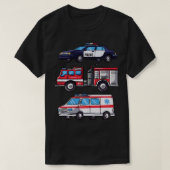 少年警察消防車の緊急車両ギフト Tシャツ (デザイン正面)