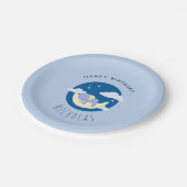 少年象の青い夢のような子供の誕生日パーティー ペーパープレート (アングル)