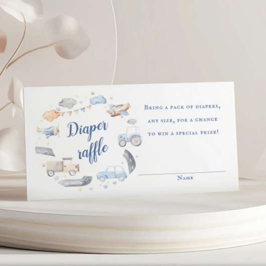 少年輸送車ベビーシャワーラッフルチケット エンクロージャーカード