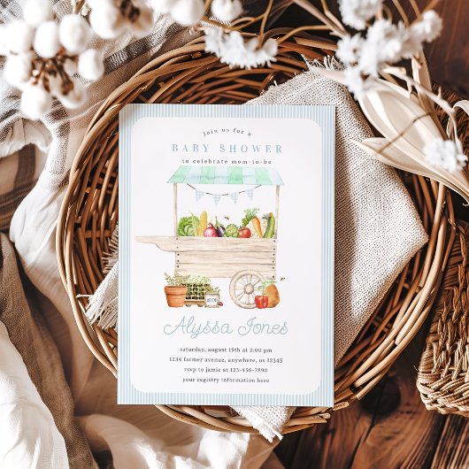 少年農場マーケット野菜スタンドベビーシャワー 招待状