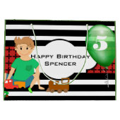 少年遊のパターンモダン誕生日 ラージペーパーバッグ (裏面)